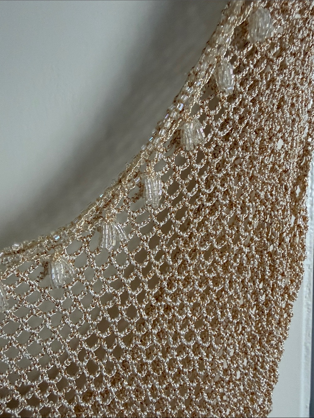 Mirror Palais Beige Beaded Crystal Crochet Dress in Champagne - Picture 9 of 9